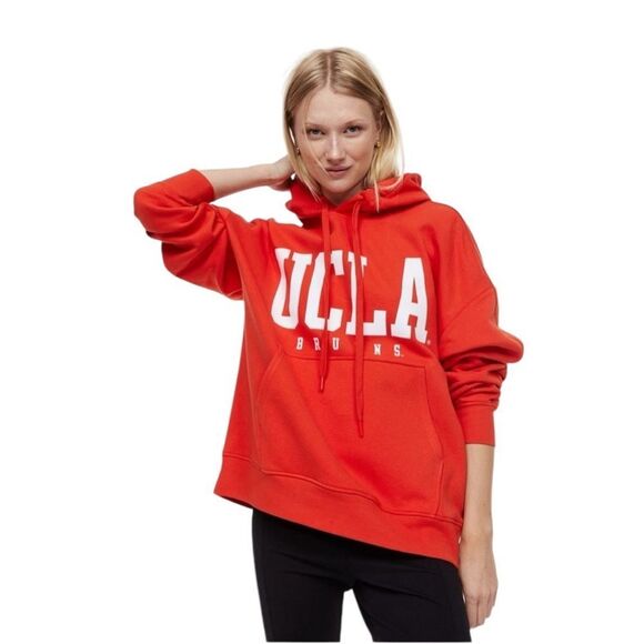 H&M UCLA Bruins Oversized Orange & White Hoodie Sweatshirt Size Large NEW - Picture 1 of 13